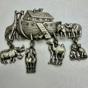 Vintage JJ signed Noah's Ark Brooch